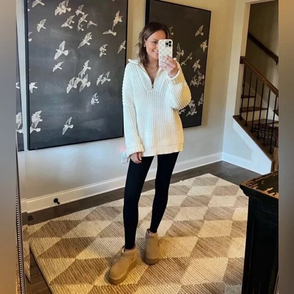 New Varley Natalia Half-Zip Pullover White Sweater NWT Medium - Picture 4 of 16